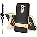 Best Share Huawei Honor 6X Case, Heavy Duty Protection Defender Armor Dual Layers Grid Grain Back Cover with Kickstand & Lanyard, Gold