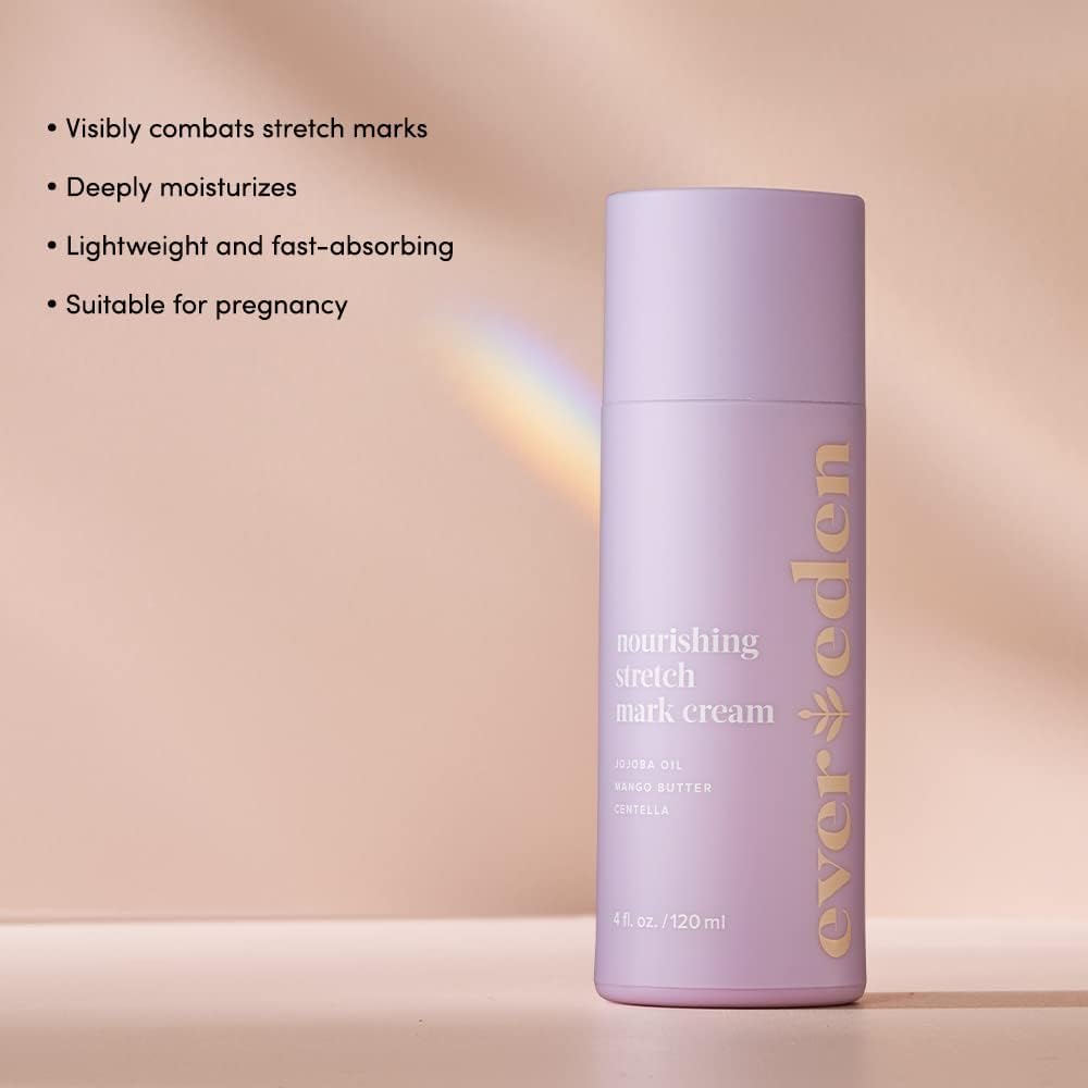 Evereden Nourishing Stretch Mark Cream, 4.0 fl oz. & Golden Belly Serum, 1.7 fl oz. & Soothing Belly Mask for Stretch Marks - 1st/2nd Trimester Size, 4 pack | 3 Item Bundle Set | Pregnancy Skincare