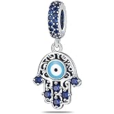LNQOBU 925 Sterling Silver Charms for Bracelets Necklaces,5A Cubic Zirconias Evil Eye Dangle Beads Charms Jewelry Gift for Women (With one Spacer Beads Charms)