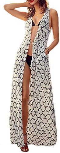 Long beach dress geometric pattern Sith - White/Black
