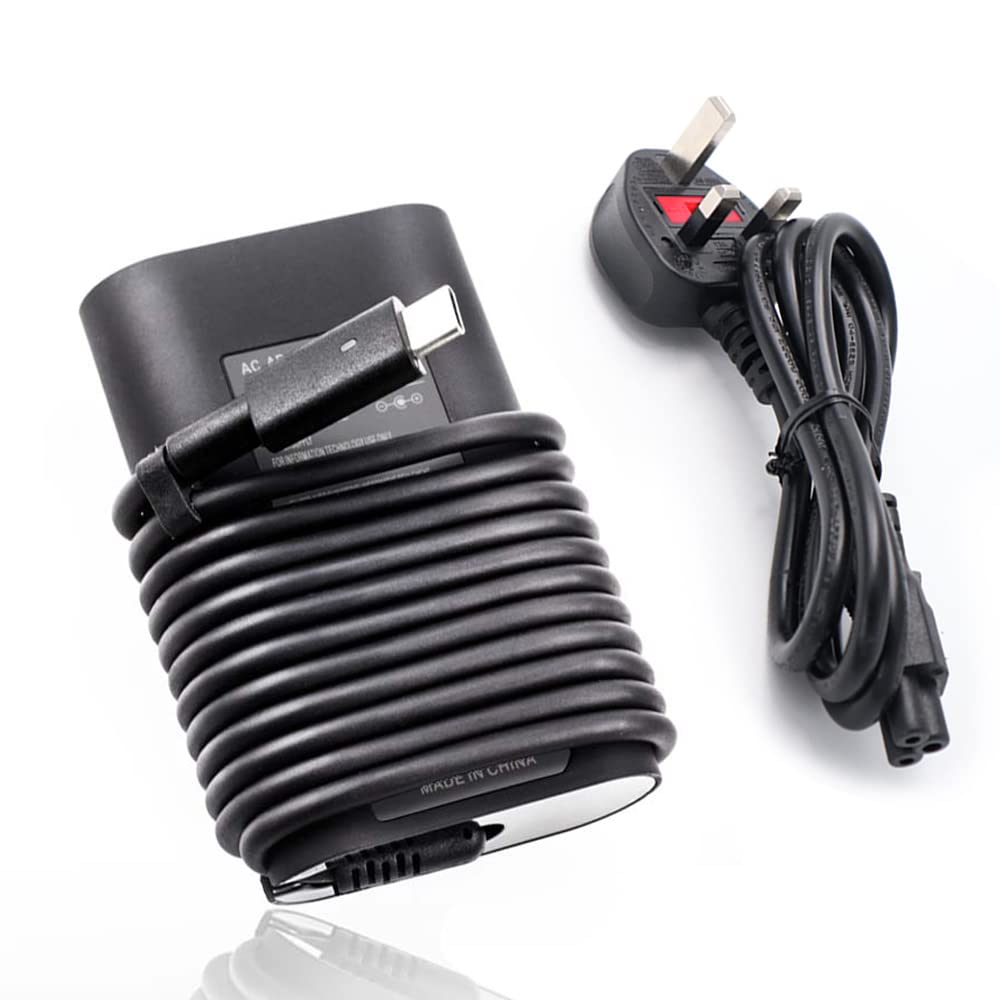 HotTopStar USB-C 45W Type-C Charger Adapter Compatible with Dell XPS 13 9365 9370 7390 9380, Latitude 7389 7390 7275 7370 7390-2in1, VENUE 8 PRO 5855, 492-BBUU, LA45NM150, HDCY5+UK Power Cord