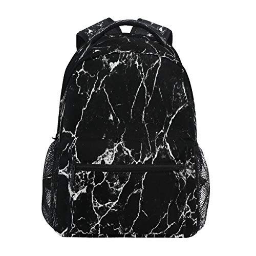 AUUXVA Backpack White Line Black Marble Print