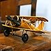 Vintage Airplane Model Metal Handicraft, Wrought Iron Aircraft Biplane, for Photo Props/Christmas/Home Decor/Ornament (Yellow)