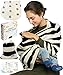 Breastfeeding Nursing Cover + 1 Burp Cloth by HealthySam - Baby Car Seat Covers - Shopping Cart, High Chair, Stroller and Carseat Canopy - Stretchy, Breathable Scarf and Shawl - Cotton - Black Stripes