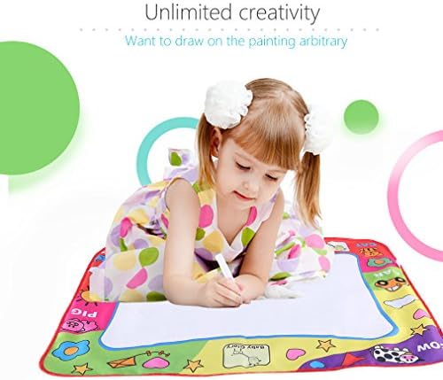 TOWERPRO Large Water Painting Drawing Writing Board Doodle Mat Magic Pen Toy + 2 Magic Pens for Baby Kids Gift, 31.5 X 23.6 Inches (Monochrome)