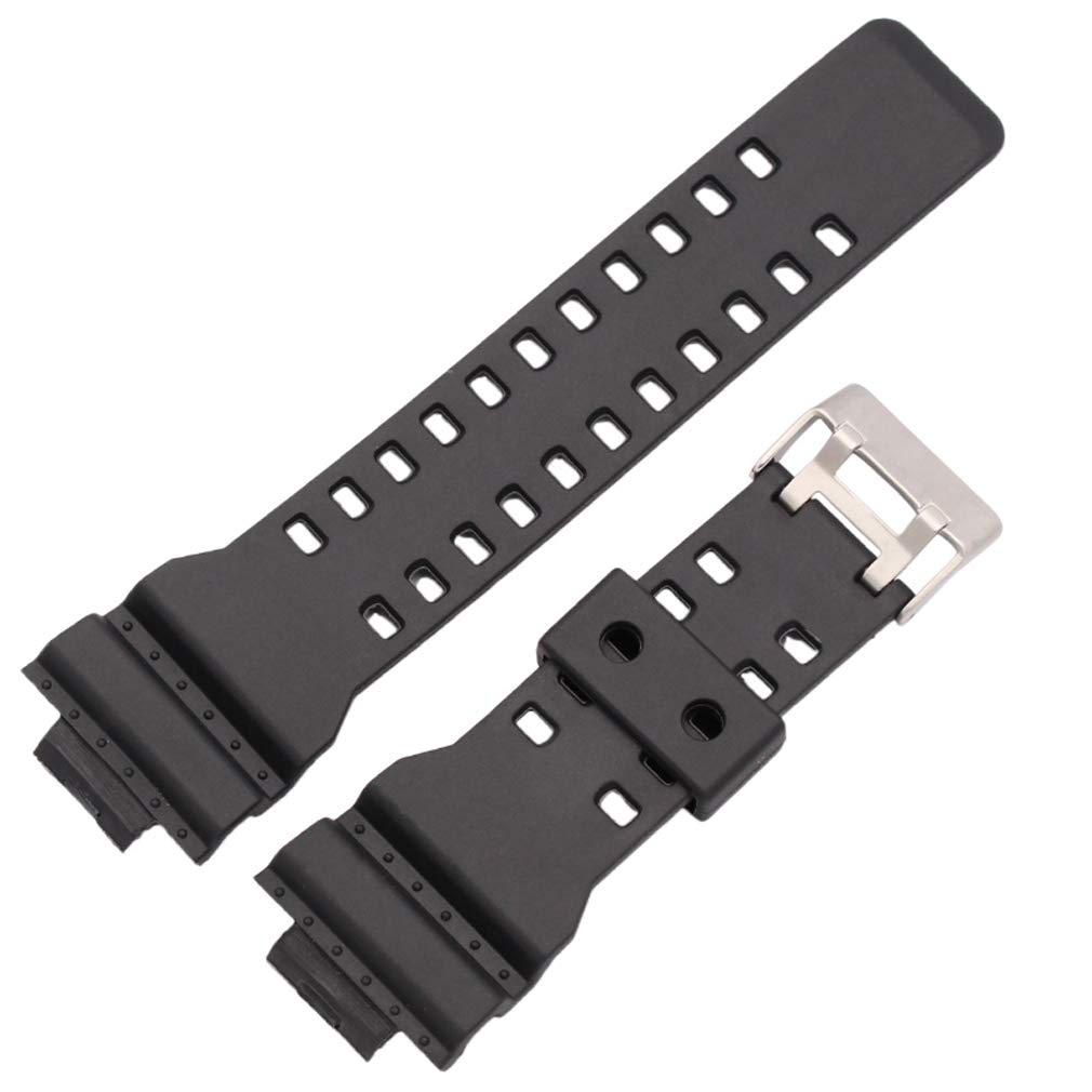 Black GA-100 Replacement Rubber Watch Strap to fit Casio G Shock GA100 Band