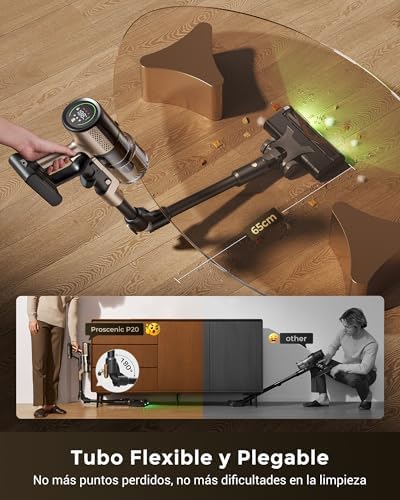 Aspirador sem fios P20 70kPa/680W/70 minutos, autossustentável com barra dobrável, limpa debaixo dos móveis sem se curvar, aspirador de escova anti-emaranhado para pelos de animais de estimação/chão/carpete