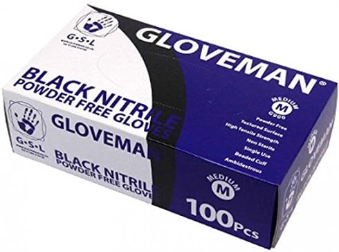 2 x Boxes of Gloveman Black Nitrile AQL 1.5 Gloves (Non Latex) - Small
