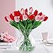Jasion 10 Pcs Artificial Tulips Real Touch PU Flower Arrangement Bouquet Home Wedding Parties Decor (Red)