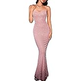 Kaei&Shi Rhinestone Mesh Dress,Glitter Sparkly Embellished Sheer Maxi Dresses,Sexy Birthday Outfit for Women Cocktail Party