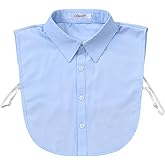 Joyci Men's Fashion OL False Collar Solid Color Lapel Half Shirt Fake Collar (Blue)