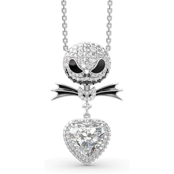 Collier Long Pendentif Jack Skellington - Chaîne Argentée - Neuf Avec étiquettes