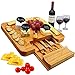 Bamboo Cheese Board & Cutlery Set - Large Charcuterie Board Set Cheese Platter with Slide-Out Drawer - House Warming Gifts New Home, Anniversary Wedding Gifts for Couples, & Cool Bridal Shower Gifts