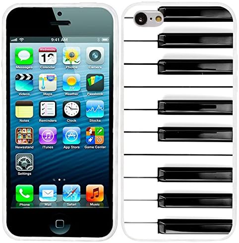 ChiChiC iPhone 5c case Cool, iPhone 5c case Cute, Full Protective Stylish Case Slim Durable Soft TPU Cases Cover for iPhone 5c,Music Design Funny Black White Piano Key