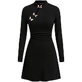 CIDER Womens Cheongsam Mini Dress Long Sleeve Slim Fit Dress