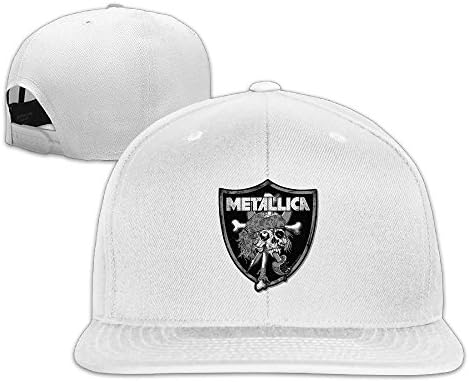 CEDAEI Metallica Raiders-Skull Patch Flat Bill Snapback Adjustable Mountaineering Caps Hats White