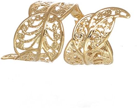 Maarya'S Twisted Long Leaf Gold Plated Ring