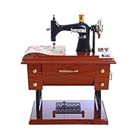 Wotryit Vintage Music Box Mini Sewing Machine Style Mechanical Birthday Gift Table Decor