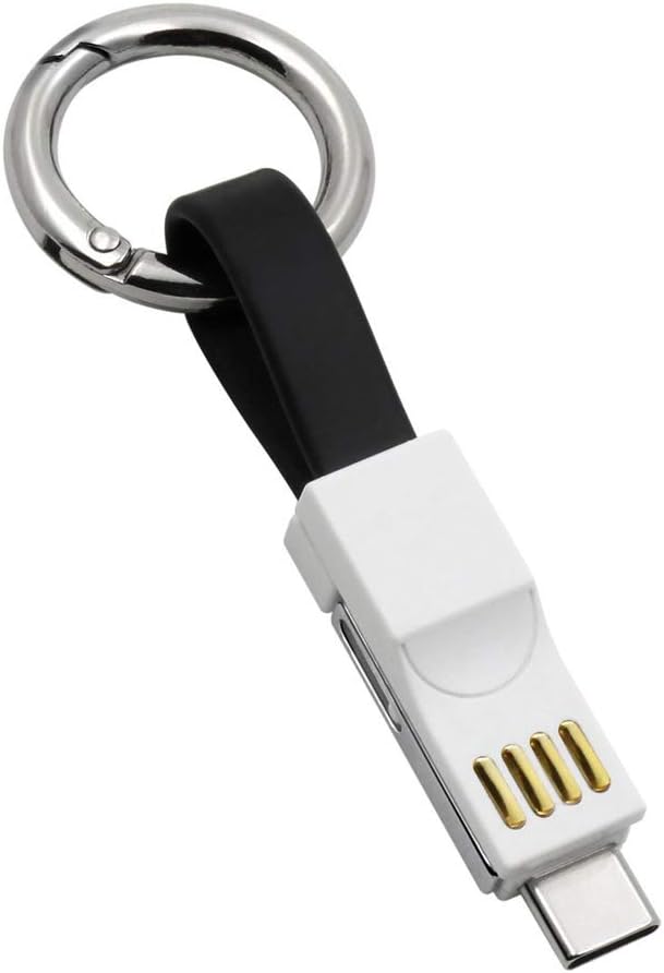 SAMERIO Keychain Charging Cable Portable Fast Charging Cord Multi Short Small Magnetic Emergency Spare Cable Data Sync Cord Compatible With iOS/Android/Type C All Smartphones