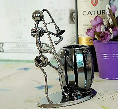 JMAF Desk Organizer Decorative Pen Pencil Holder Office Caddy Storage Accessory Metal(Trombone)