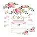 25 Cute Floral Oh Baby Shower Invitations For Girls, Pink Blush Gold Flowers Printed Write or Fill In The Blank Invite Unique Custom Vintage Coed Themed Party Card Stock Paper Supplies and Decorations