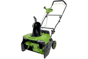 Greenworks 48V (24V x 2) 20" Brushless Cordless Snow Blower Thrower, Led Lights&180° Adjustable Chute, 10" Clearing Depth&25f