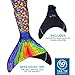 Fin Fun Mermaid Tail, Reinforced Tips, Monofin, Rainbow Reef, Size Child 8