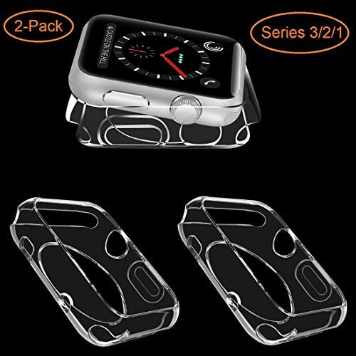 Wolait Apple Watch Case, [2pack] 38mm Clear Soft TPU Frame Case without Screen Protector for Apple Watch Series 3/2/1