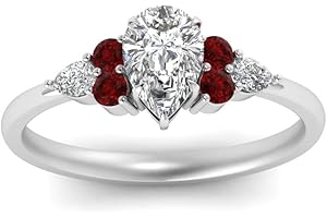 Gemsonclick Choose Your Gemstone Pear Shape Accented Engagement Ring 925 Sterling Silver Matching Engagement Fashion Jewelry Easy to Wear Gifts Side Stone Engagement Rings : US Size 4 to 12