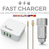 iSkipper Charging Kit | IOS & Android Device Compatible | USB Cable | Worldwide Applicable 3 Ports Home Charger | 2 Ports Car Charger | Advanced Technology | Ultimate Protection | Free E-book Bonus
