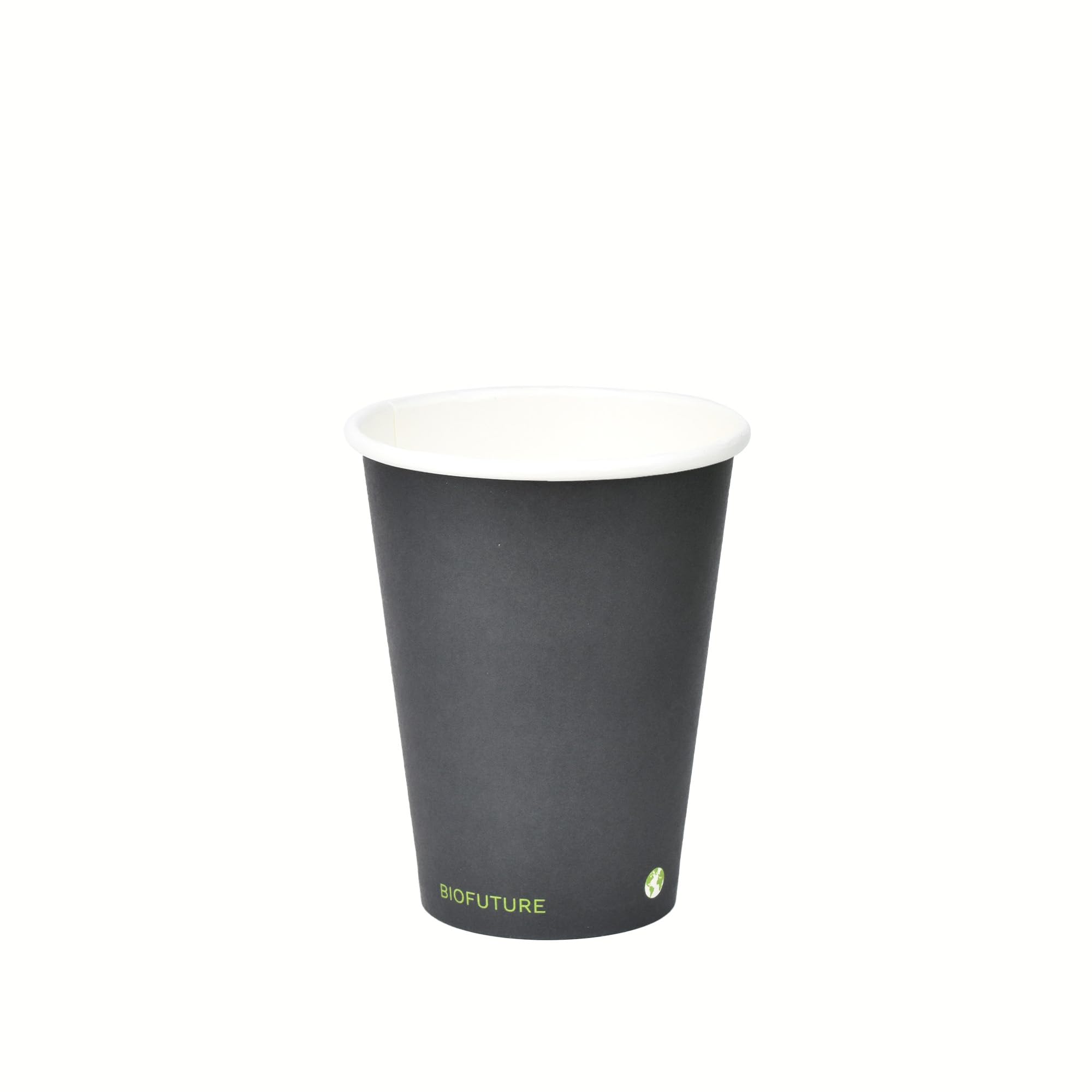 BIOFUTURE Disposable Paper Cups – 100% Compostable & Biodegradable 12 Ounce Party Cups for Weddings, Birthdays & Events, Sustainable Cold Drink Party Supplies – 50 Pack, Black, 12oz