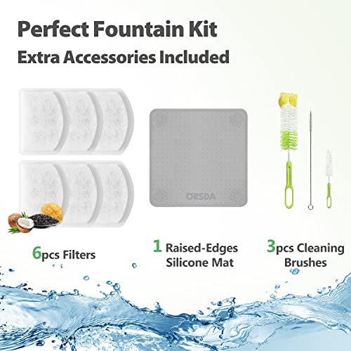 ORSDA Cat Water Fountain Stainless Steel, Pet Water Fountain for Cats