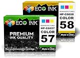 ECO INK Compatible / Remanufactured for HP 57 HP 58 C6657AN C6658AN (1 Clr + 1 Photo) Ink Cartridges for HP Deskjet and HP Officejet series