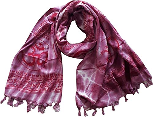 KVR OM AUM Krishna Buddha Ganesha Shiva yoga spiritual auspicious Pooja Hindu Religious Indian prayer scarf (Pink-Om-2) - Thumbnail 3