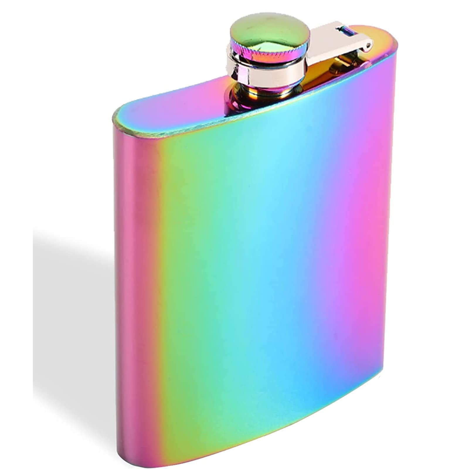 JEOPKO Stainless Steel Hip Flask, 6oz Portable Flask Rainbow Colored Pocket and Leak Proof,Stainless Small for Hiking, Hunting, Camping.