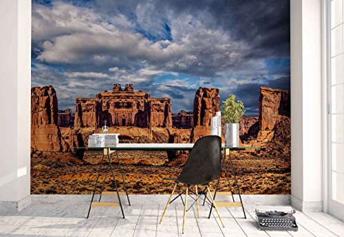 Photo wallpaper wall mural - Sandstone Ruins Formations - Theme Mountains - XL - 12ft x 8ft 4in (WxH) - 4 Pieces - Printed on 130gsm Non-Woven Paper - 1X-379097V8