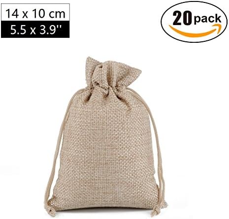 Giveet 20 Pack Small Burlap Bags with Drawstring Gift Bags Included Cotton Lining for Jewelry Wedding Favor Party DIY Craft Storage Christmas Gifts Vintage Burlap Sacks (5.5 x 3.9 inch)