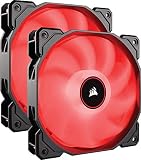 CORSAIR AF140 LED Low Noise Cooling Fan, Dual Pack - Red, 140 mm