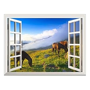 Christmas Santa Wall Mural (24"x32", Horses Grazing)