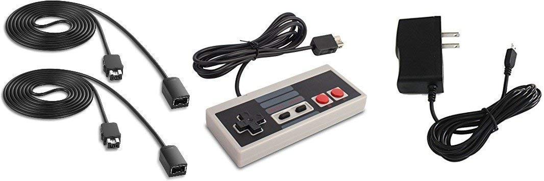 NES Mini Classic Edition Accessory Bundle from TheKidMall - 1 Controller, 1 Power Supply, 2 Long 6ft Extension Cables (NES System Sold Separately): Video Games