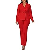 Tcremisa Women Suits 2 Piece Set Business Casual Double Breasted Blazer Pants Suit Dressy Office Work Party Outfits