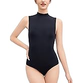 Yuiseaik Turtleneck Bodysuit for Women High Neck Bodysuit Sleeveless Soft Going Out Slim Fit Stretchy Layer Top Classic