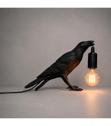 Pizga Raven Table Lamp,Crow Table lamp,Lifelike Resin Raven Ligh