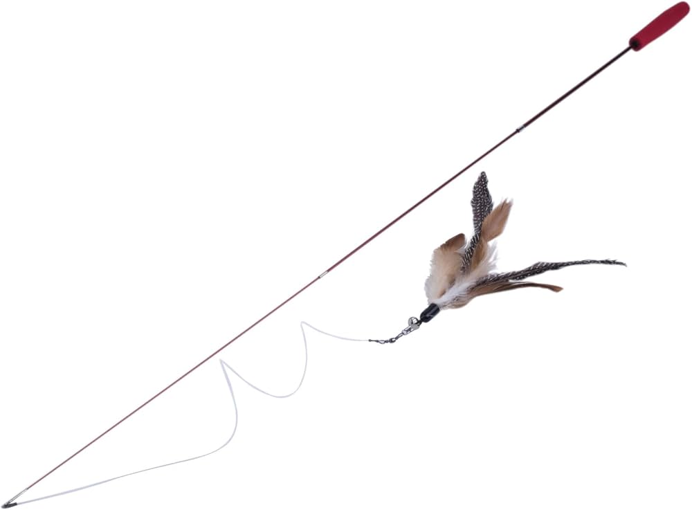 Petface Retractable Feather and Bell Wand Cat Teaser Toy 31cm-84cm