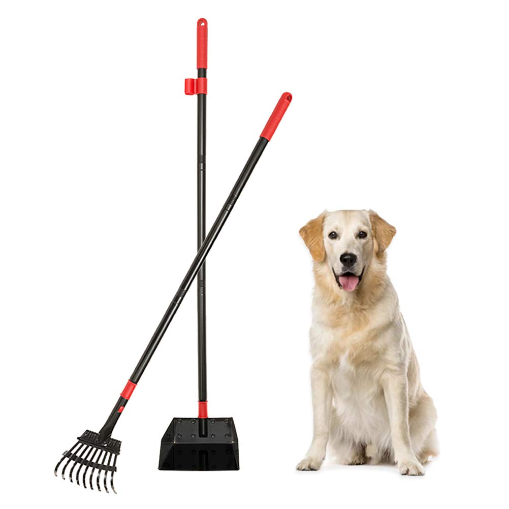 Dog Poop Tray And Rake 36 4 Inch Longer Handle Pooper Scooper Best Clean Quick Response Dog Waste Bin