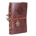 EvZ Leather Writing Journal Notebook, 7 Inches Vintage Nautical Spiral Blank String Diary Notepad Sketchbook Travel to Write in, Unlined Paper, Retro Pendants, Classic Embossed, Retro Coffee