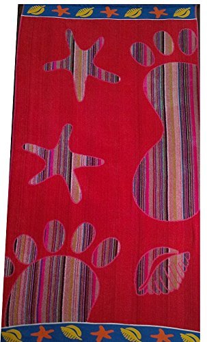 RED FOOTPRINT JUMBO EXTRA LARGE BEACH TOWEL BATH SHEETS 100% SOFT EGYPTIAN COTTON 174x88cm APPROX by restmor