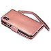 Valentoria Premium Vintage Leather Wallet Case Magnetic Detachable Slim Back Cover Card Holder Slot Wrist Strap (Gold)