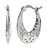 Stainless Steel Bali-inspired Filigree Round Hoop, With Hinged Backing, For Pierced Ears, Great for Sensitive Ears, By Regetta Jewelry