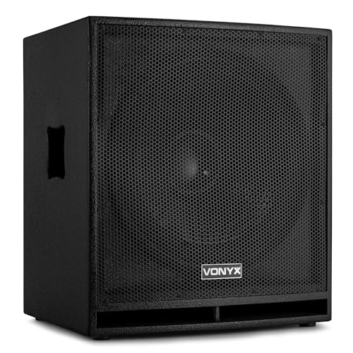 Vonyx Swp18 Pro Caisson De Basse Actif 1000W - Phase Réglable, Insert Sur La Face Supérieure pour Enceinte Active, Amplificateur Intégré, Grave 18", Subwoofer Professionnel pour Dj
